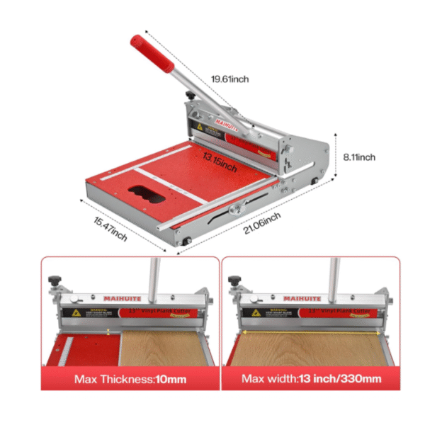 10mm Thick Floor Cutter - 13" Pro Vinyl Floor Cutter for LVP, LVT, WPC, SPC, PVC, VCT, Rigid Core Vinyl Flooring - Honing Stone Included - Manual Operation, No Electricity, No Noise