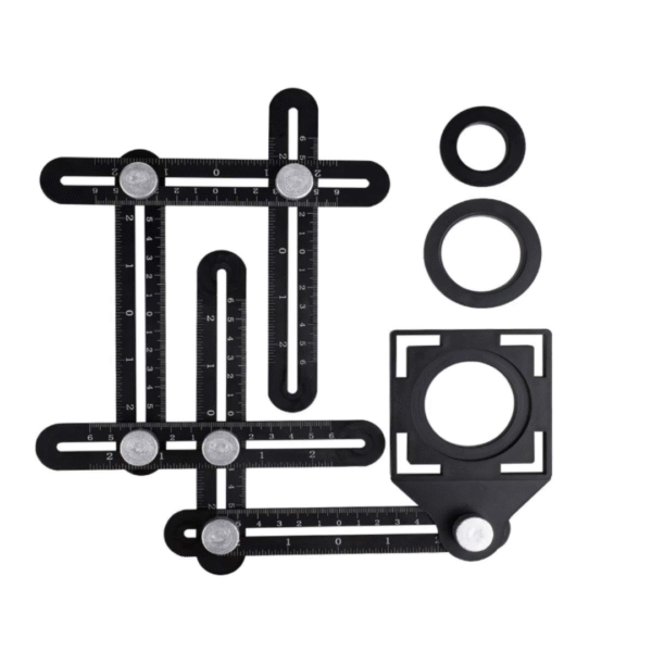 Aluminum Alloy Multi-Function six-fold Ruler Angle Finder Universal Angler Ruler Metal Drill Guide Locator Tile Opening Hole Angle Template Tool Angle Copier for Builders, Craftsmen, Carpenters